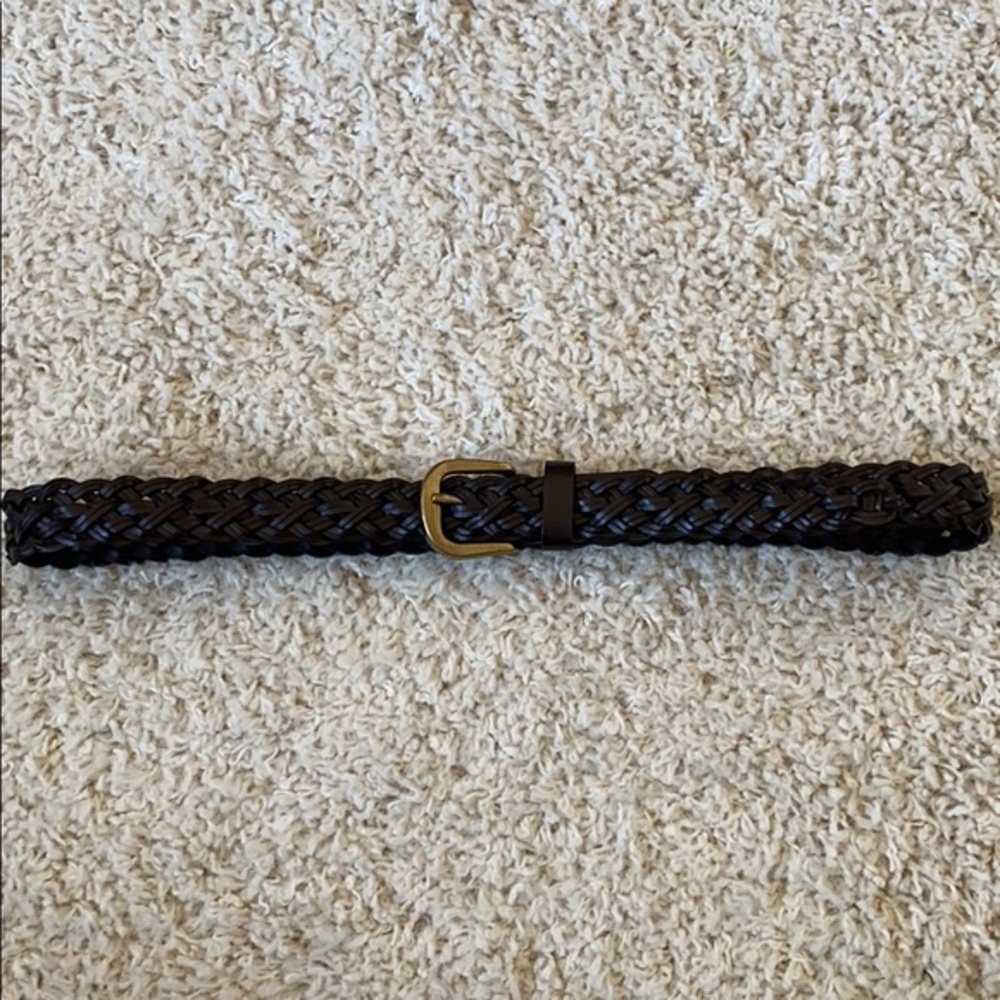 💛Leather woven belt with brass buckle